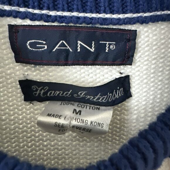 Gant Mens Medium Flag Sweater Hand Intarsia Cotton Nautical - Picture 2 of 11